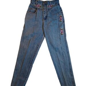 PARIS EXPRESS roses and zippers high rise jeans 9/10